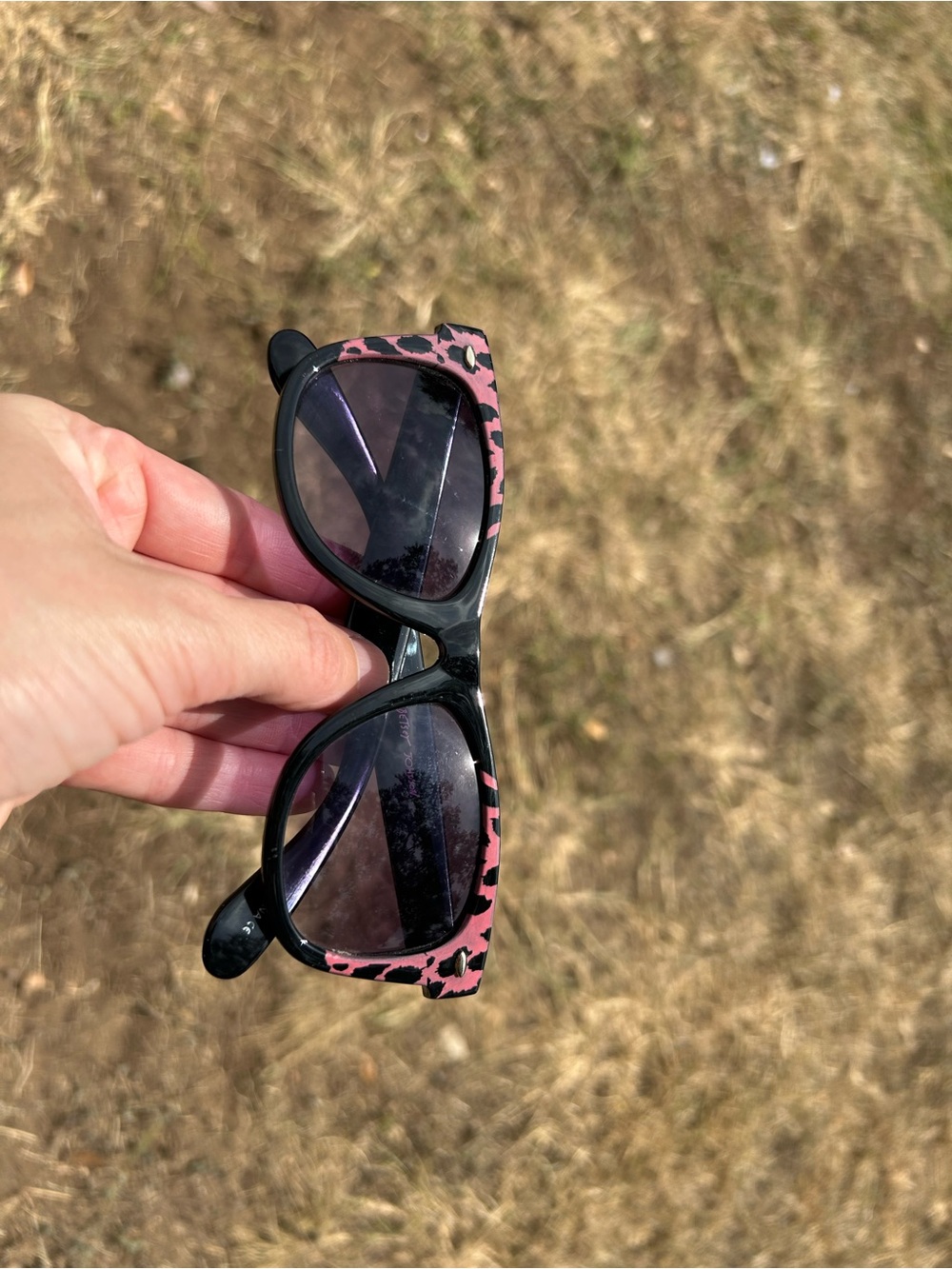 Betsey Johnson Black and Pink Leopard Cat-Eye Sunglasses